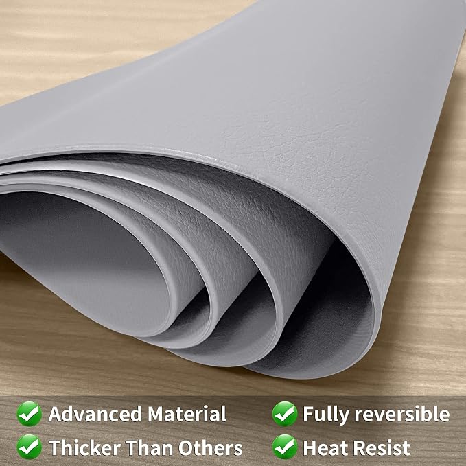 Herda Placemats Set of 4 for Dining Table Mats Place Mats Grey Leather - Image 3