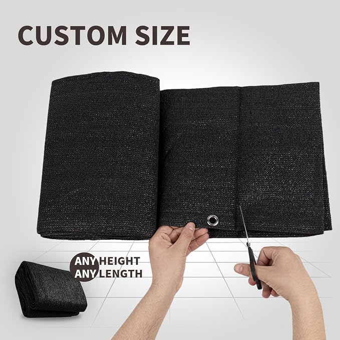 LOVE STORY Custom Size 2'6''x30' Black Balcony Privacy Screen, UV Block Privacy - Image 2
