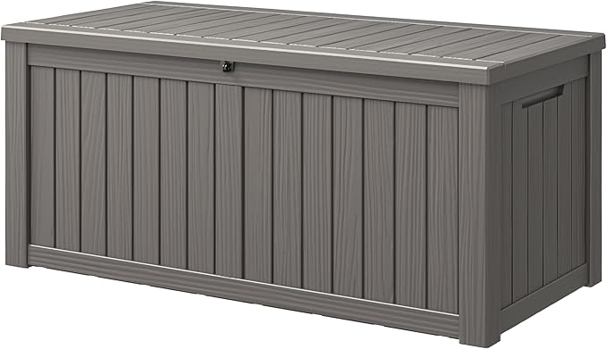 NUNU LAB 150 Gallon Outdoor Storage Box, Resin Large Sturdy Deck Box, Backyard by NUNULAB