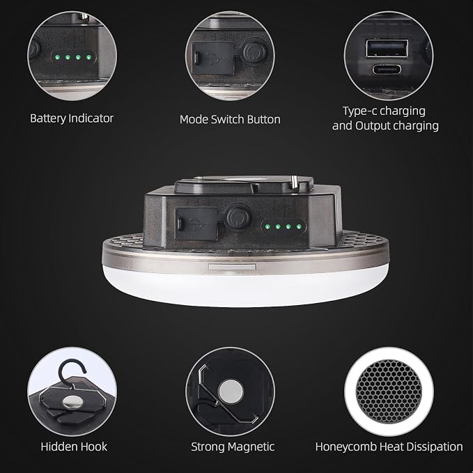 Transparent Portable Rechargeable LED Camping Lights, Waterproof Outdoor Light - Image 4
