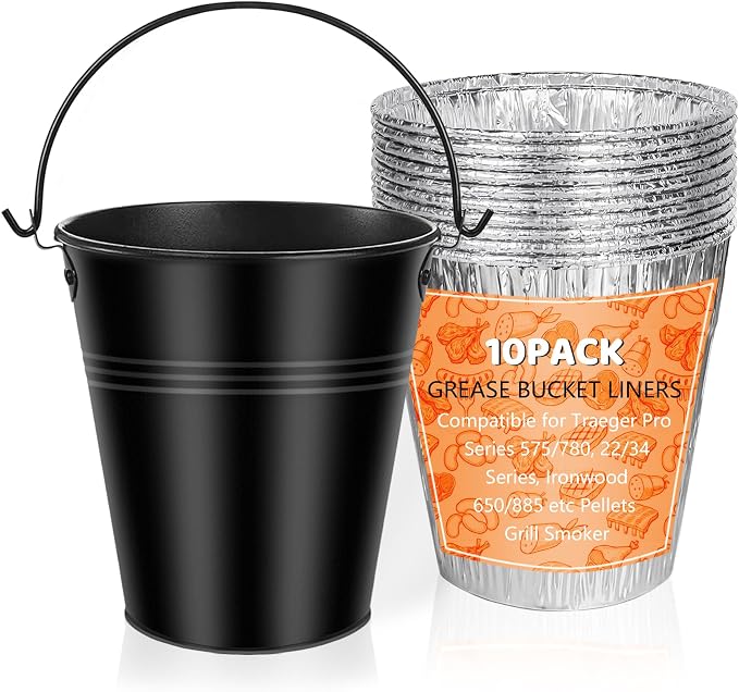 Drip Grease Bucket & 10 Pack Bucket Liners Set Compatible by Unknown