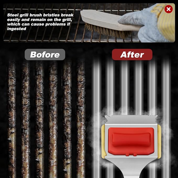 Grill Brush Bristle Free with 2 Cleaning Brush Heads, Cleaning with Steam - Image 7