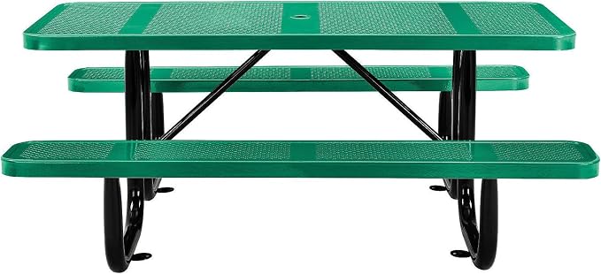 Global Industrial 72" Rectangular Picnic Table, Perforated Metal, Thermoplastic - Image 4