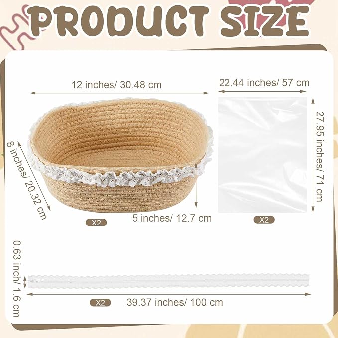 2 Pcs Small Wicker Hand-Woven Rattan Baskets - Image 2