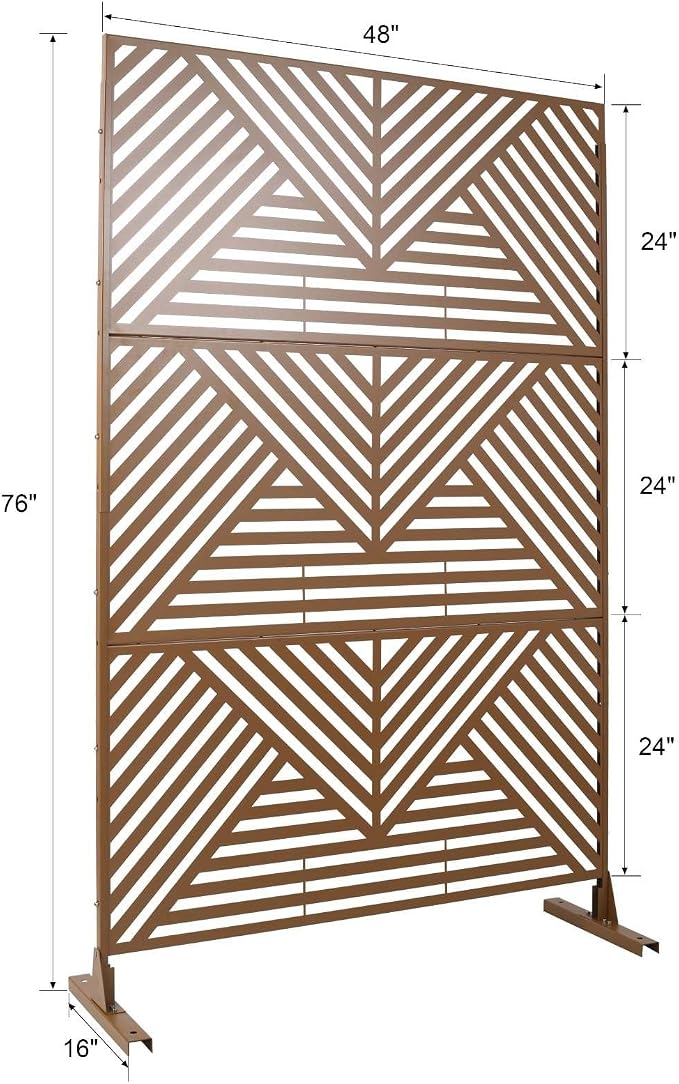 Outdoor Privacy Screen with Geometric Design – Metal Decorative Panel, - Image 6