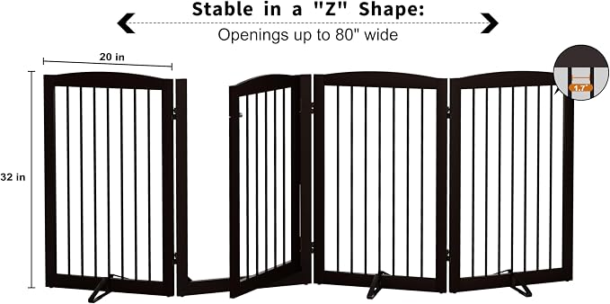 Freestanding Dog Gates with Door Walk Through, 80 inch Wide Gates Indoor - Image 6