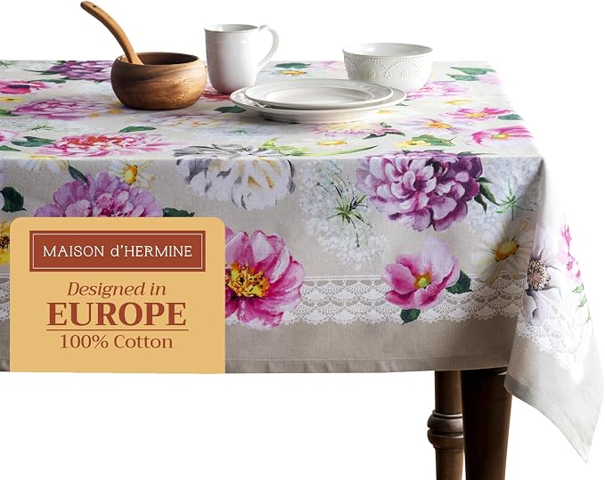 Maison d' Hermine Table Cloth Rectangle Table 100% Cotton 60 x 108 Inches by MaisondHermine