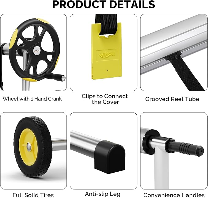 VINGLI Pool Cover Reel Set Pool Solar Cover Reel - Image 6