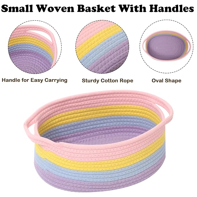 Gift Basket with Gift Bag and Ribbons, Small Rope Woven Shelf Storage, Baskets - Image 3