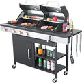 Gas and Charcoal Combo Grill, 37230 BTU 2-in-1 Outdoor BBQ, Dual Zone Cooking by CubisVeta