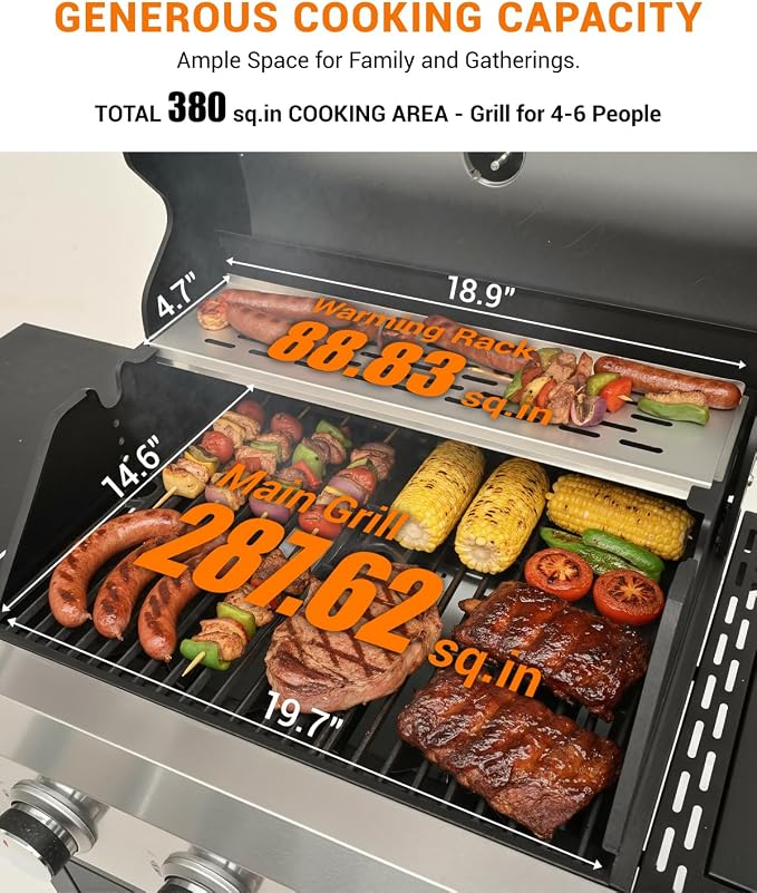 40, 500 BTU 3-Burner Propane Gas Grill - Image 4