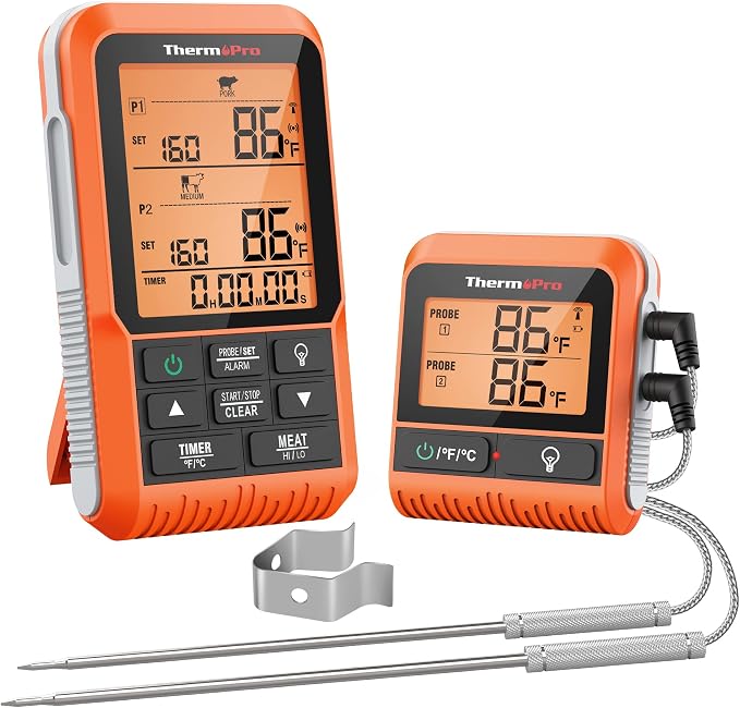 ThermoPro TP826 500FT Wireless Meat Thermometer, Dual Meat Probe Cooking by ThermoPro