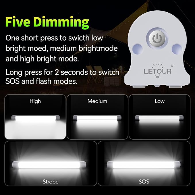 LETOUR Rechargeable Light LED Tube Magnetic Light 4000Lumens 5200mAh 5 Levels - Image 4