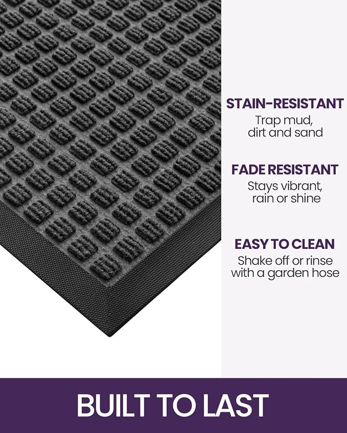 DEXI Front Door Mat Outside Entrance, 2x3 ft Rubber Entry Doormat Heavy Duty - Image 3