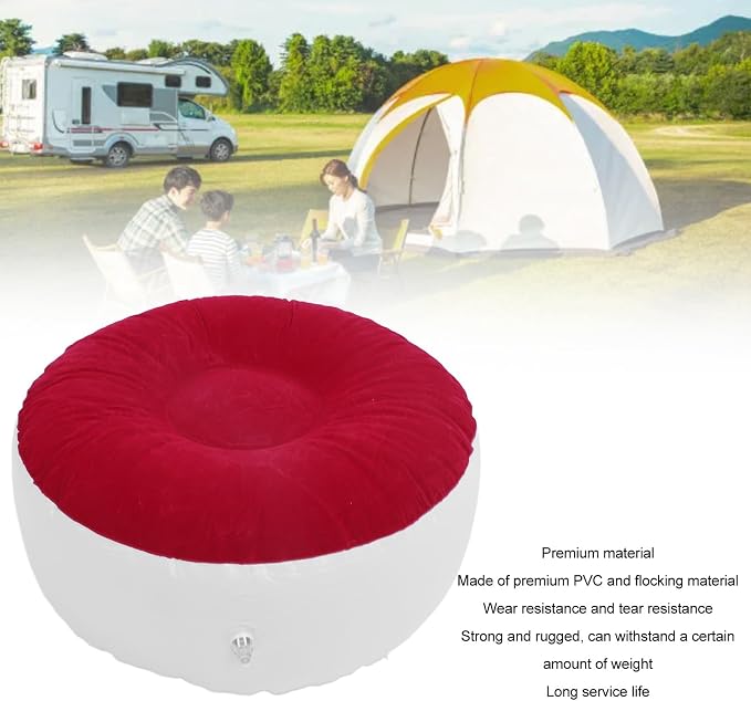 ZJchao Inflatable Pouf Ottoman, Outdoor Ottoman, Inflatable Foot Rest, Flocking - Image 5