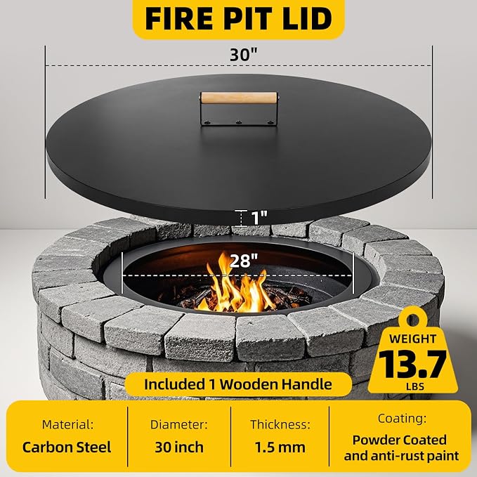 G GOOD GAIN Firepit Lid Round 30 Inch - Image 3