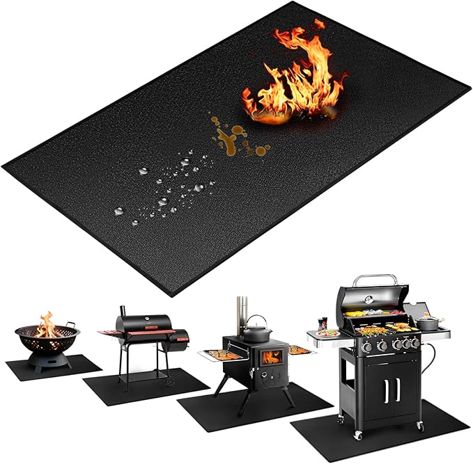 Grill Pads Floor Mat 48x30 Inch, Fiberglass Core, Silicone Coated