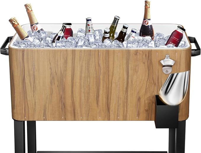 EDOSTORY 80 Quart Rolling Ice Chest Cooler Cart, Patio Backyard Party Drink - Image 7