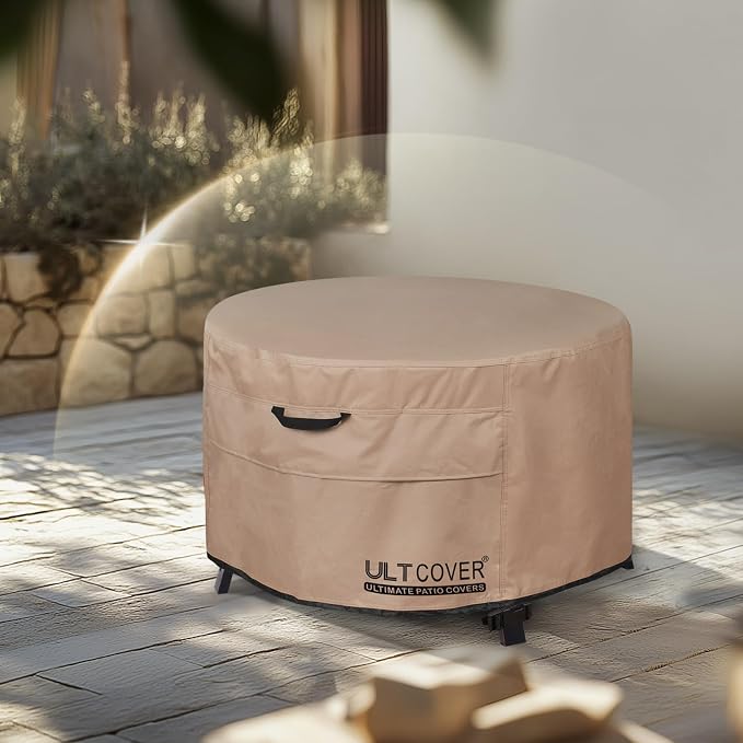 ULTCOVER Patio Fire Pit Table Cover Round 27 inch Outdoor Waterproof Fire Bowl - Image 7