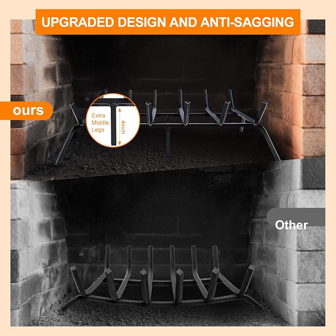 Fireplace Grate, Fireplace Log Holder, 27 inch Heavy Duty Solid Cast Iron - Image 6