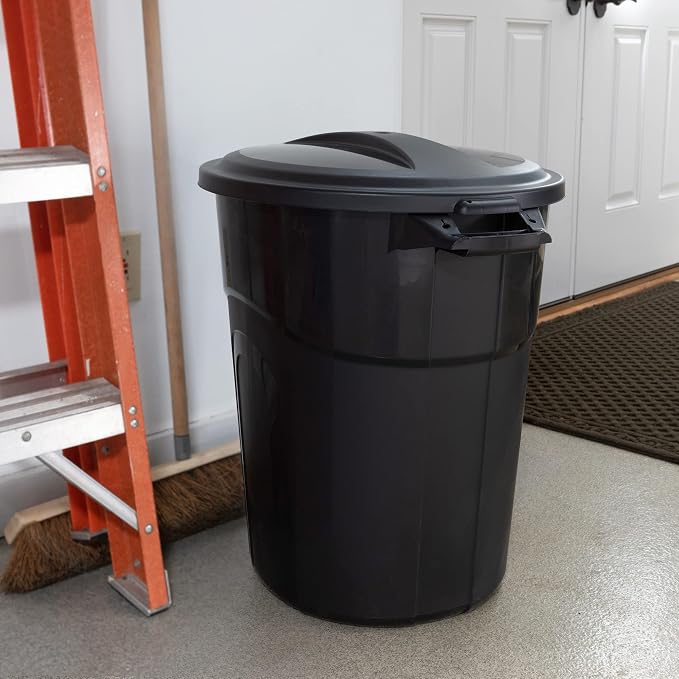 United Solution 20 Gallon Round Waste Container, Pass-Through Handles & - Image 9