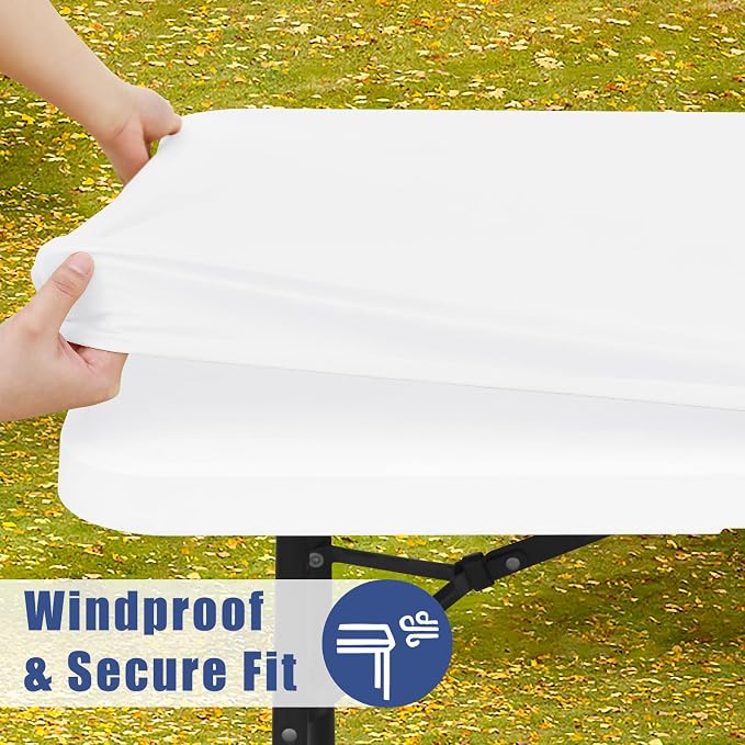 Spandex 4 Foot Rectangle Table Cloth 6 Pack, Elastic Fitted Tablecloths - Image 3