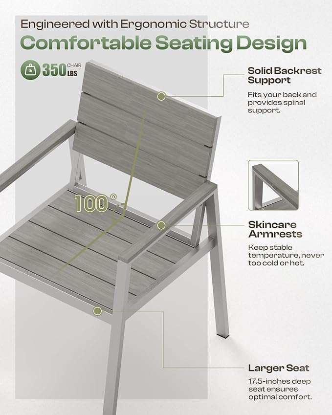 Outdoor Dining Set for 6, Patio Table and Chairs Set - Image 4