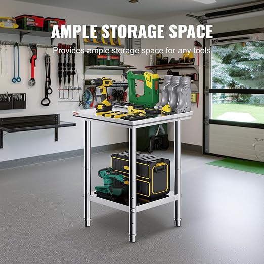 Vevor Stainless Steel 24 x 24 x 32 Inch Commercial Kitchen Prep & Work Table - Image 4