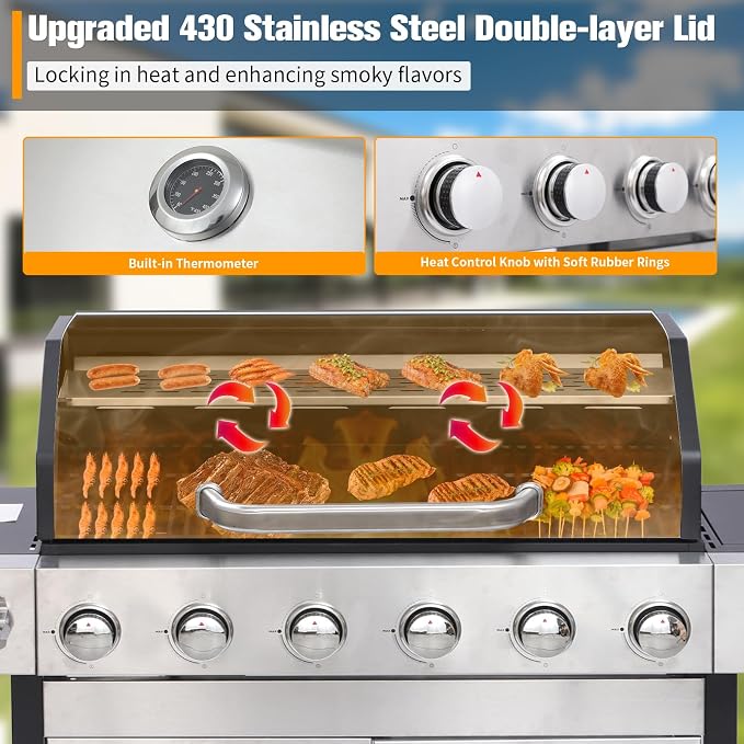 CIG GARDEN 6 Burner Propane Gas Grill - Image 7