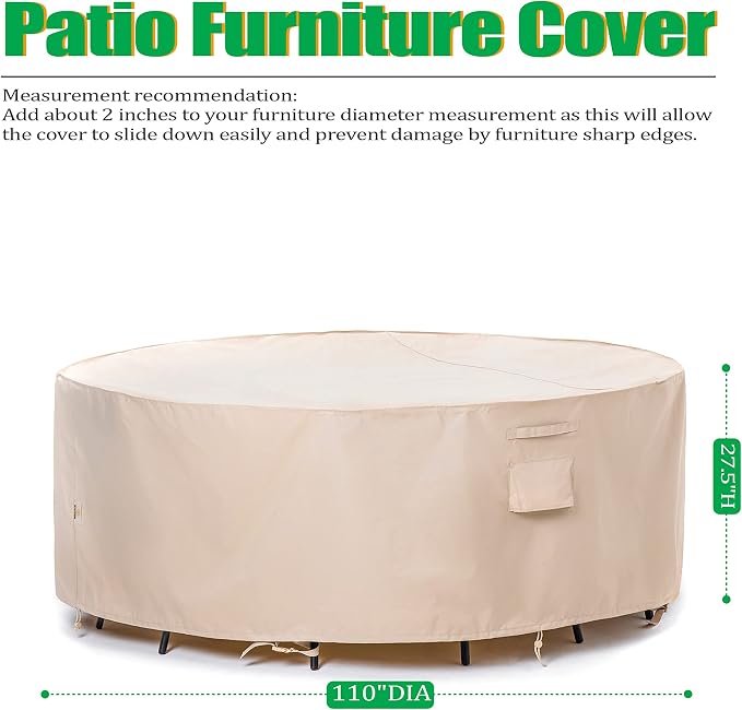 F&J Outdoors Patio Furniture Covers Waterproof UV Resistant Rip-Stop Fabric - Image 2