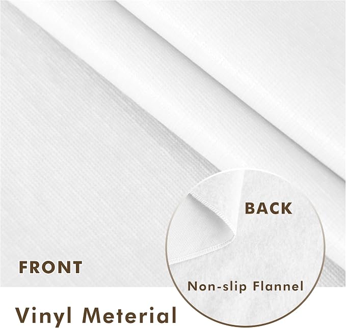 Nasitos 2 Pack Round White Tablecloth 60 Inch-Flannel Backed Vinyl Plastic - Image 3