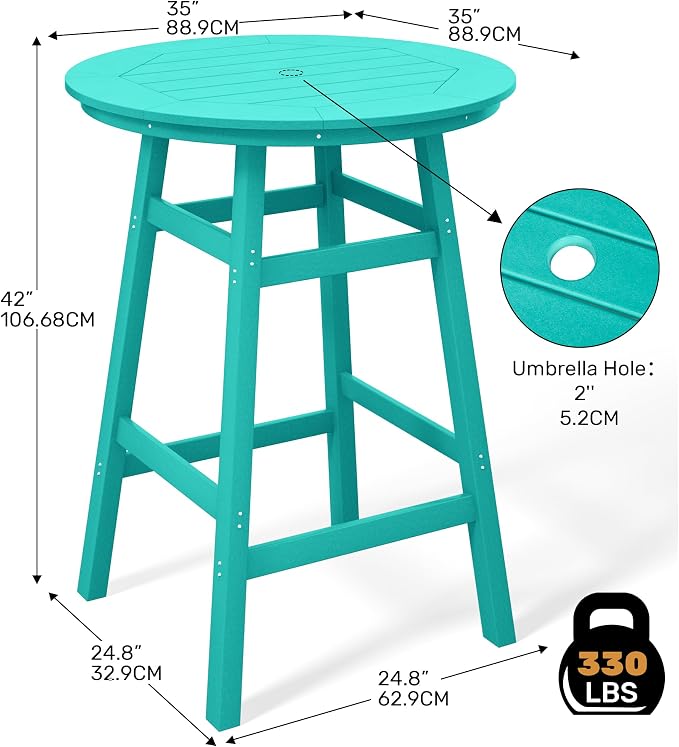 Costaelm Patio Bistro Table, Outdoor Bistro Dining Pub Table - Image 3