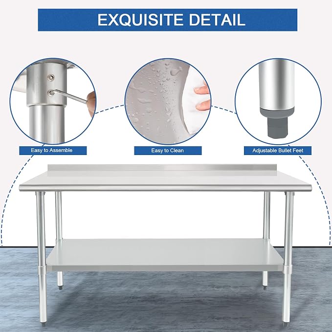 HARDURA Stainless Steel Table Prep & Work Table 24 x 72 Inches NSF Heavy Duty - Image 4