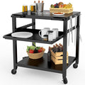 NUUK Outdoor Grill Prep Table 24"x30" Metal Grill Cart Outside 3-Layer Pizza by NUUK