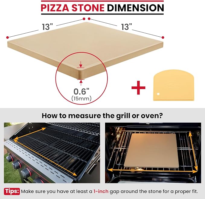 Unicook Pizza Stone 13 Inch, Cordierite Square Baking Stone - Image 2