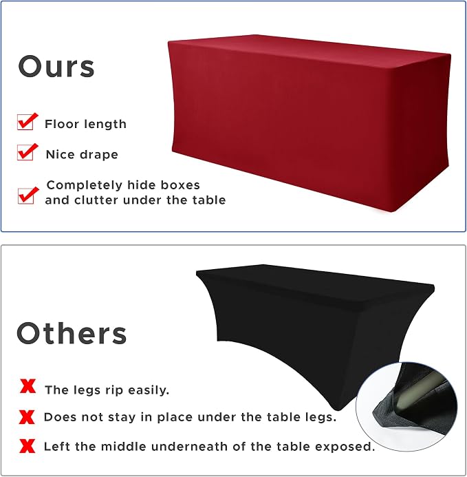 Nasitos Fitted Red Tablecloths for 6 Foot Tables - Image 5
