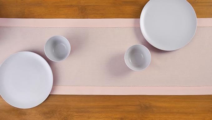 Solino Home Cotton Linen Pink Table Runner 72 Inches Long - Image 3