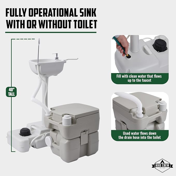 Hike Crew Portable Camping Sink & Toilet | Large Hand Washing Station - Image 6