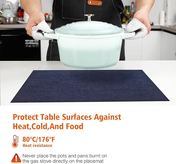 Placemats Set of 4, Heat and Stain Resistant Indoor/Outdoor Place mats - Image 4