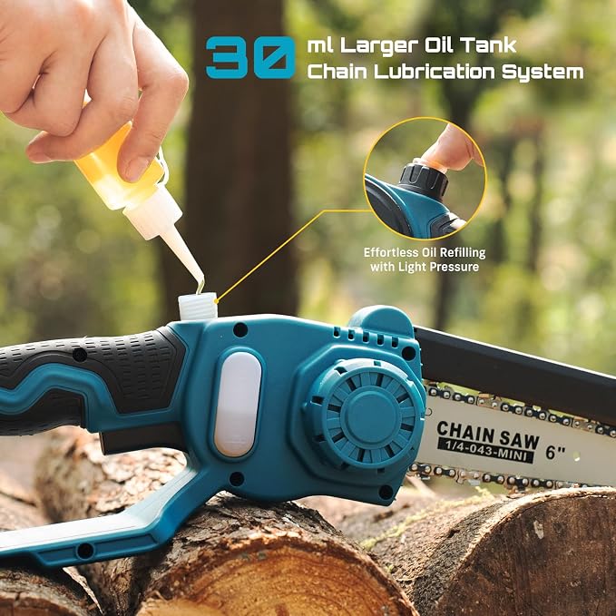 SEESII Mini Chainsaw & Pruning Shears: 6" Electric Saw Brushless & 1.3" Pruner - Image 8