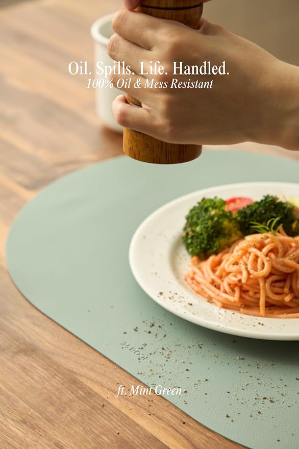 Grey Beige Oval Silicone Placemats Set of 4 – Heat Resistant, Waterproof - Image 4