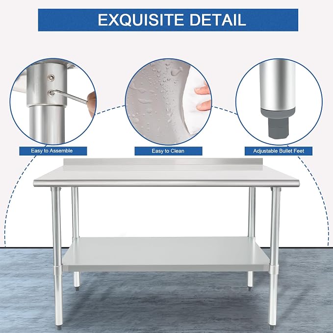HARDURA Stainless Steel Table Prep & Work Table 24 x 48 Inches NSF Heavy Duty - Image 5