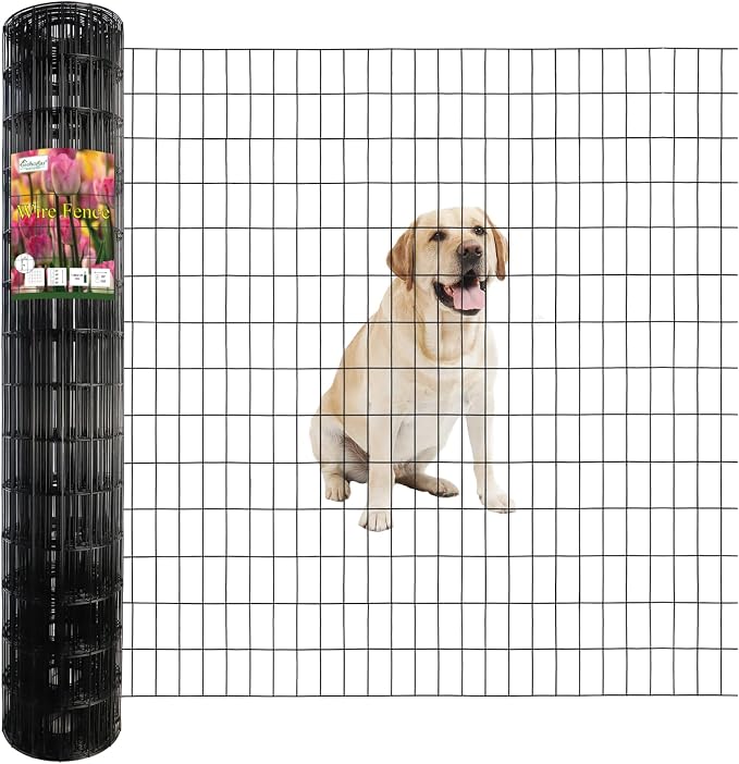 Black PVC Coated Welded Wire Fence 56 Inch x 50 Foot, 2 Inch x 4 Inch 14GA by FOREHOGARGARDEN%EF%BC%86HOME