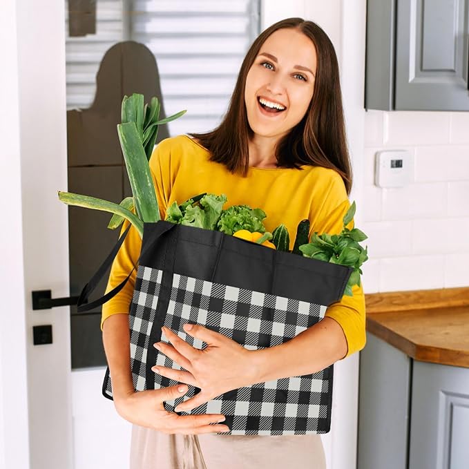 WISELIFE Reusable Grocery Shopping Bags 10 Pack Large Foldable Tote Bags Bulk - Image 6