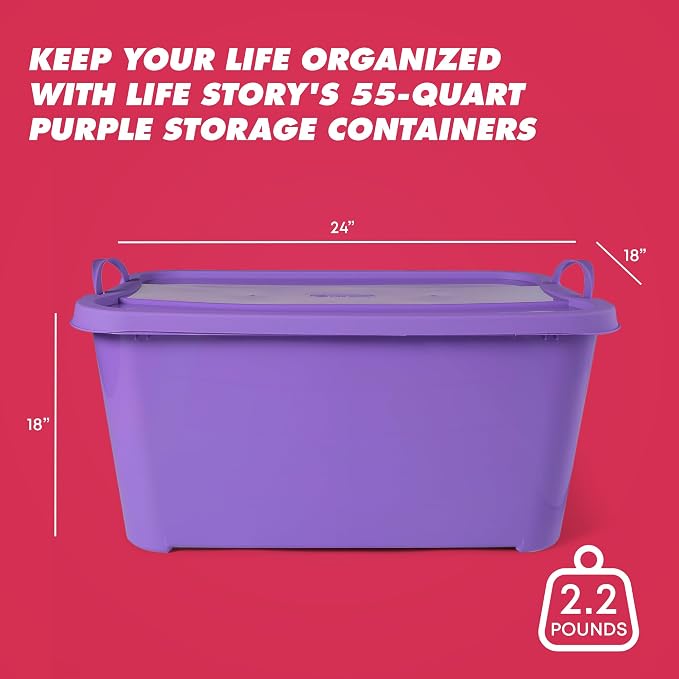 Life Story 6 Pack Light Duty Stackable Storage Bin, 55 Quart Home Organizer - Image 4