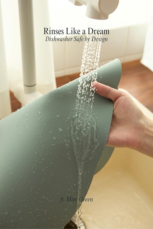 Mint Green Oval Silicone Placemats Set of 4 - Image 3