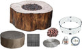 Elementi | Bundle Manchester Gas Fire Pit Cast Concrete Semi-Round Fire Table by AMSFireplaceInc