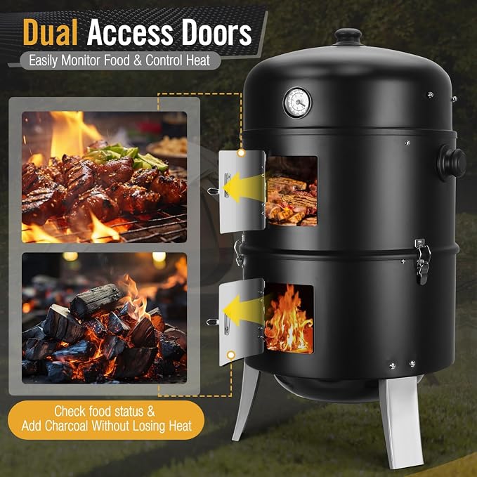 BBQ Charcoal Smoker for Meat: 16 Inch Heavy Duty 4 In 1 BBQ Charcoal Grills - Image 4