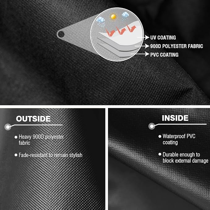 Tuyeho Grill Cover 65 x 30 x 46 inch, 900D Heavy Duty Gas BBQ Cover w/Side - Image 5