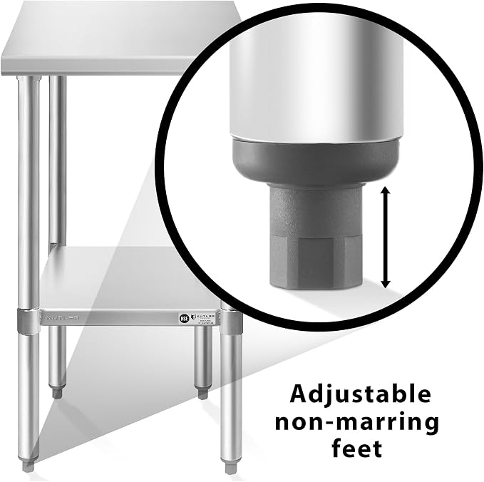 KUTLER Stainless Steel Table 30 x 18 Inches, NSF Heavy Duty Commercial Kitchen - Image 6